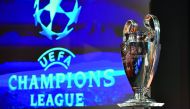 The UEFA Champions League cup is pictured prior to the ceremony for the quarter-final draw of the UEFA Champions League football tournament at the UEFA headquarters in Nyon.