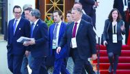  The President of the European Central Bank (ECB) Mario Draghi walks together with US Treasury Secretary Steven Mnuchin (left) during the G20 Finance Ministers and Central Bank Governors Meeting in Baden-Baden, Germany.