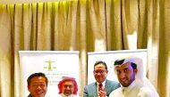 FROM RIGHT: QICDRC CEO Faisal Al Sahouti, Singapore's Ambassador to Qatar Jai Sohan Singh;  and QFC Authority  CEO Yousuf Al-Jaida.