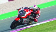 Qatar's Mashel Al Naimi in action during Moto2 testing at Losail International Ciruit yesterday. 
