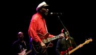 (FILES): This file photo taken on March 28, 2008 shows US rock and roll legend Chuck Berry performing at a concert held in Santa Cruz de Tenerife. AFP / DESIREE MARTIN