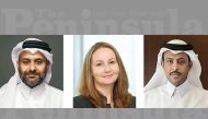 FROM LEFT: Yousuf Mohamed Al Jaida, CEO of QFC Authority; Laura Warren, Partner at Clyde and Co and Rashid Al Saad, Senior Partner and CEO at Sharq Law Firm and QFC Advisory Board member.