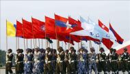NAY PYI TAW, MYANMAR – MARCH 27: Myanmarese army march during a military parade marking the 72nd Armed Forces Day in political capital, Nay Pyi Taw, Myanmar on March 27, 2017. ( Lamin Tun - Anadolu Agency ).