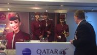 Qatar Airways stall at the Qatar-UK Business and Investment forum in London.