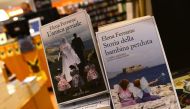 (FILES) This file photo taken on October 4, 2016 shows books by Elena Ferrante displayed in a bookstore in Rome. AFP / GABRIEL BOUYS
