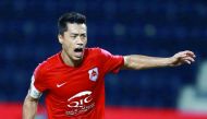 Rodrigo Tabata of Al Rayyan celebrates on scoring a goal in the Qatar Stars League in this file picture. Tabata has been named the QSL Player of the Month.