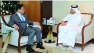 Minister of Economy and Commerce, H E Sheikh Ahmed bin Jassim Al Thani (right), meeting with South Korean Minister of Trade, Industry and Energy Joo Hyunghwan in Doha 