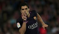 Barcelona's Luis Suarez celebrates after scoring a goal. REUTERS/Pepe Marin