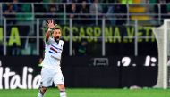 Sampdoria's Italian forward Fabio Quagliarella reacts during the Italian Serie A football match between Inter Milan and Sampdoria at the San Siro stadium in Milan on April 3, 2017. / AFP / MIGUEL MEDINA
