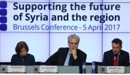 BRUSSELS, BELGIUM - APRIL 4: European Commissioner for Humanitarian Aid and Crisis Management Christos Stylianides (C), International Committee of the Red Cross President Peter Maurer (R) and Director-General in DG Humanitarian Aid and Civil Protection Mo