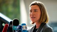 High Representative of the Union for Foreign Affairs and Security Policy and Vice-President of the Commission Federica Mogherini answers journalists' questions on April 3 2016 during a Foreign Affairs meeting in Luxembourg. / AFP / JOHN THYS
