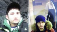Akbarzhon Jalilov (L) Twitter/@SputnikInt, (R) A still image of Akbarzhon Jalilov walking at St Petersburg's metro station is shown in this police handout photo obtained by 5th Channel Russia April 4, 2017. 5th Channel Russia