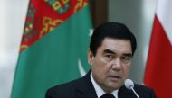 File photo of Turkmenistan President Kurbanguly Berdymukhamedov at a news briefing in Tbilisi, Georgia. Reuters 