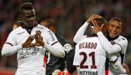 Nice's Mario Balotelli reacts after scoring. REUTERS/Pascal Rossignol
