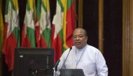 Myanmar's national security advisor Thaung Tun at a briefing held in Yangon on April 11, 2017. Tun told reporters that Myanmar has started the process of shutting three displacement camps in Rakhine State where hundreds of people have lived since sectaria
