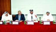 Mohamed bin Twar (second right), Vice-Chairman of Qatar Chamber, and other officials at the meeting. 