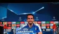Leicester City's Austrian defender Christian Fuchs attends a press conference at Leicester City's training complex in Leicester, central England, on April 17, 2017 ahead of their UEFA Champions League quarter-final second leg football match against Spanis