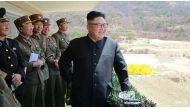 It is assumed that North Korea's conventional firing drill on Tuesday to mark the 85th anniversary of its army was overseen by leader Kim Jong-Un AFP/STR.