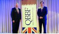 Ian Gray OBE, CEO Vodafone Qatar (left) and Emad Turkman MBE, Chairman of QBBF at the  luncheon event at W Doha Hotel.