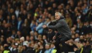 Manchester United's Portuguese manager Jose Mourinho gestures on the touchline during the English Premier League football match between Manchester City and Manchester United at the Etihad Stadium in Manchester, north west England, on April 27, 2017. (AFP 