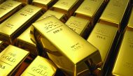 Gold of 24 karat bars are seen at West Point Mint facility in West Point, New York.