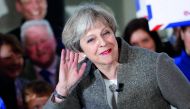Britain's Prime Minister Theresa May at an election campaign rally near Aberdeen in Scotland, yesterday.