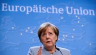 German Chancellor Angela Merkel attends a news conference after the EU summit in Brussels, Belgium, April 29, 2017. REUTERS/Christian Hartmann
