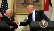 U.S. President Donald Trump shakes hands with Palestinian President Mahmoud Abbas as they deliver a statement at the White House in Washington D.C., U.S., May 3, 2017. REUTERS/Carlos Barria
