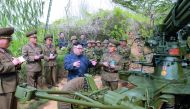 North Korean leader Kim Jong-Un inspects the defence detachment on Jangjae Islet and the Hero Defence Detachment on Mu Islet.