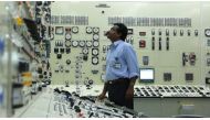 Inside the control room at the Madras Atomic Power Station, Kalpakkam, India.