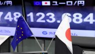 The Euro/Yen rate is on display at the Tokyo foreign currency market in Tokyo on May 8, 2017. AFP / Toshifumi KITAMURA