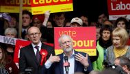 Jeremy Corbyn, the leader of Britain's opposition Labour Party, campaigns outside Leamington Spa Town Hall, May 8, 2017. REUTERS/Darren Staples.