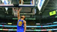 Stephen Curry of the Golden State Warriors puts up a basket in the first half of their 121-95 win over the Utah Jazz in Game Four of the Western Conference semi-finals during the 2017 NBA play-offs in Salt Lake City, Utah on Monday.