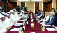 Qatar Chamber Vice-Chairman, Mohammad bin Ahmed bin Towar Al Kuwari, addressing the visiting Turkish business delegation at a meeting held at Qatar Chamber headquarters yesterday. Pic: Abdul Basit/The Peninsula 