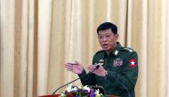 Myanmar Chief of General Staff Lieutenant General Mya Tun Oo during a news conference in November 2016 at the Chief of Defense office in Naypyitaw, Myanmar, February 28, 2017. REUTERS