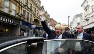 Britain's Foreign Secretary Boris Johnson waves as he leaves campaign event in Newport Market, Wales, May 12, 2017. Reuters/Rebecca Naden