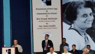 The President, Shri Pranab Mukherjee addressing the gathering at the release of the Commemorative Volume “India’s Indira: A Centennial Tribute”, in New Delhi on May 13, 2017. The Vice President, Shri M. Hamid Ansari and the former Prime Minister, Dr. Manm