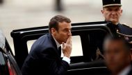 French President-elect Emmanuel Macron reacts as he arrives to attend a handover ceremony with outgoing President Francois Hollande at the Elysee Palace in Paris, France, May 14, 2017. REUTERS/Yoan Valat/Pool REUTERS.