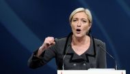 (FILES) This file photo taken on January 16, 2011 shows then newly elected president of French far-right party Front national (National Front) Marine Le Pen delivering a speech during the party's congress, in Tours, western France.   AFP / Miguel MEDINA
