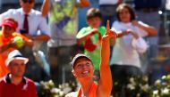 Tennis - WTA - Rome Open - Christina McHale of U.S. v Maria Sharapova of Russia - Rome, Italy- 15/5/17- Sharapova celebrates after winning the match. REUTERS/Tony Gentile
