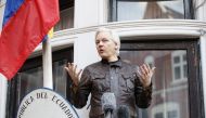 LONDON, UNITED KINGDOM: Wikileaks founder Julian Assange speaks on the balcony of Ecuadorian embassy on May 19, 2017 in London, England, where he has been taken asylum since 2012, after the Swedish authorities have announced that they dropped their invest