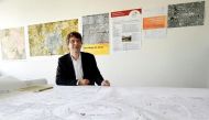 Urban planner Christoph Wessling talks about reconstruction of the devastated Syrian city of Aleppo, at the Brandenburg University of Technology in Cottbus, Germany. AFP

