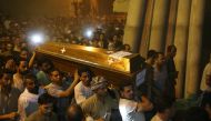 People attend the funeral ceremony held for eight victims of the Saint Samuel's Monastery attack in Egypt’s southern Minya province, Cairo, Egypt on May 26, 2017.  Ahmed Al Sayed - AA
