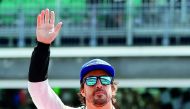 Fernando Alonso of Spain, driver of the McLaren-Honda-Andretti Honda, waves during driver introductions ahead of the 101st running of the Indianapolis 500 at Indianapolis Motorspeedway in Indianapolis, Indiana on Sunday.