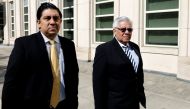 Former secretary general of the Guatemalan football federation Hector Trujillo (R) of Guatemala departs after pleading guilty in Brooklyn Federal Court in the Brooklyn borough of New York, U.S., June 2, 2017. REUTERS/Lucas Jackson
