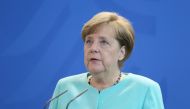 BERLIN, GERMANY - JUNE 02: German Chancellor Angela Merkel delivers a speech during a press conference regarding the U.S. President Donald Trump's statements that he will withdraw the United States from the Paris Climate Agreement on June 02, 2017 in Berl