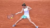 Simona Halep of Romania in action against Elina Svitolina of Ukraine during their quarter final match of the French Open tennis tournament at the Roland Garros stadium in Paris, France on June 07, 2017. (Mustafa Yalç?n - Anadolu Agency )