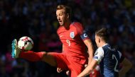 England's striker Harry Kane controls the ball during the group F World Cup qualifying football match between Scotland and England at Hampden Park in Glasgow on June 10, 2017. The game ended 2-2. (AFP / Paul ELLIS)