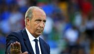 Italy's coach Gian Piero Ventura looks on during the FIFA World Cup 2018 qualification football match between Italy and Liechtenstein at the Dacia Arena Stadium in Udine, on June 11, 2017. / AFP / Marco BERTORELLO
