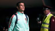 Portugal national team forward Cristiano Ronaldo is seen upon the team's arrival at Kazan airport late on June 14, 2017, to take part in the 2017 FIFA Confederations Cup football tournament in Russia. / AFP / Roman Kruchinin
